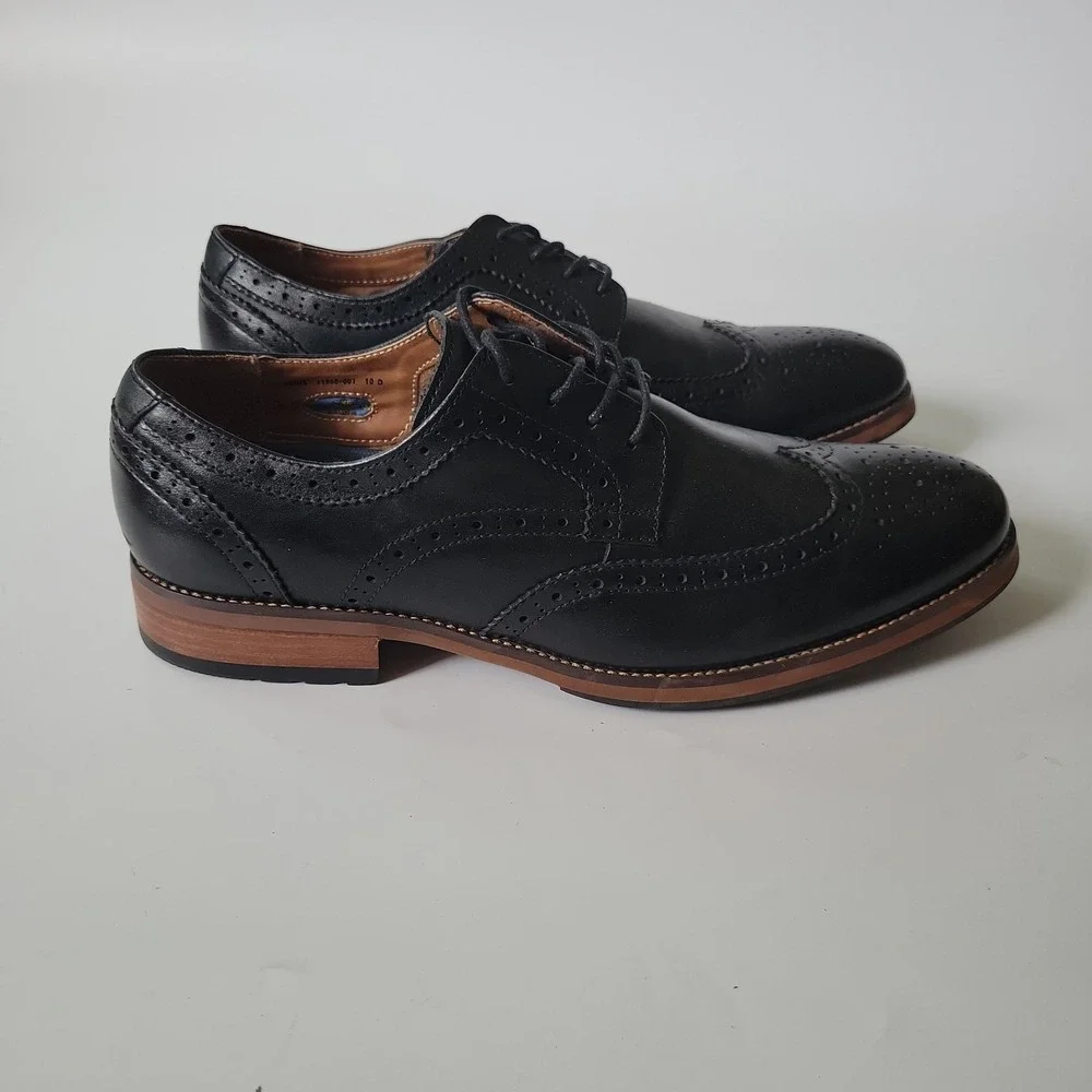Vintage Florsheim Full Wingtip Brogue Oxford 10D Black‎ Leather Spectators 11960